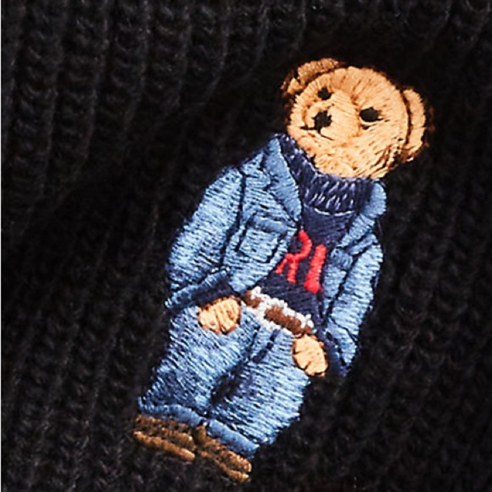 NWT 🧸Polo Ralph Lauren Polo Bear Knit Black Scarf (Denim Jacket Sweater)